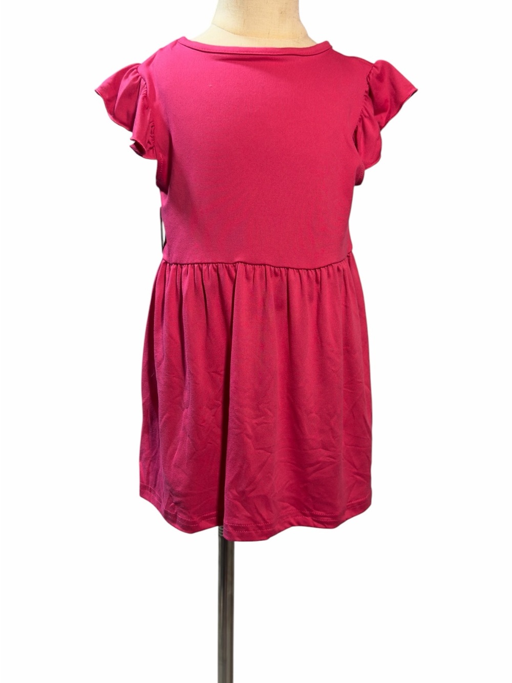 Girls' Pink Flutter Sleeve Dress